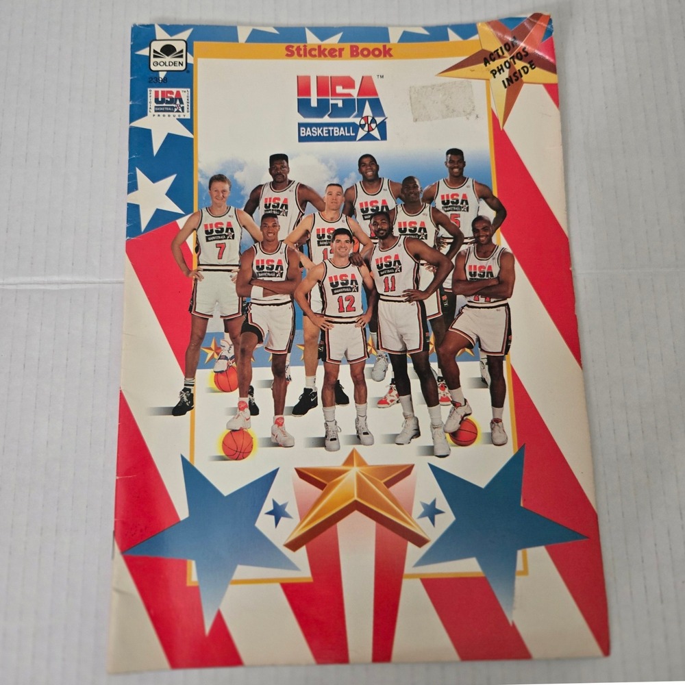 Vintage 1992 USA Dream Team Olympic Basketball Golden Sticker Book Jordan USA